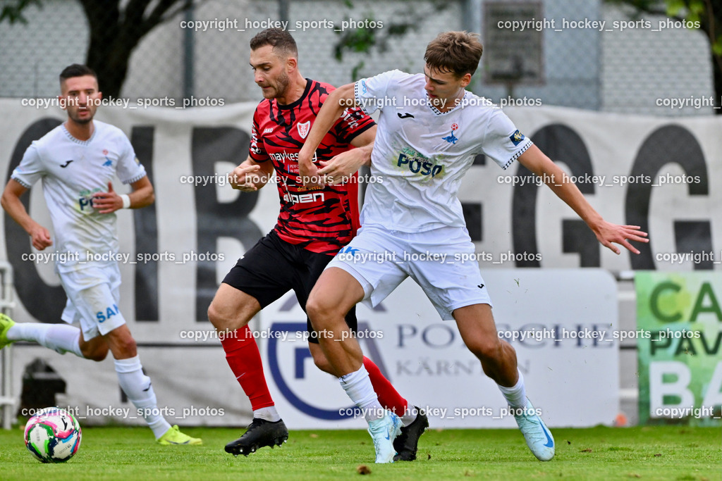 SAK vs. ATUS Ferlach | #15 Martin Posratschnig ATUS Ferlach, #11 Luka Jerin SAK, SAK vs. ATUS Ferlach, SAK vs. ATUS Ferlach am 01.08.2025 in Klagenfurt (Sportpark Welzenegg), Austria, (Photo by Bernd Stefan)