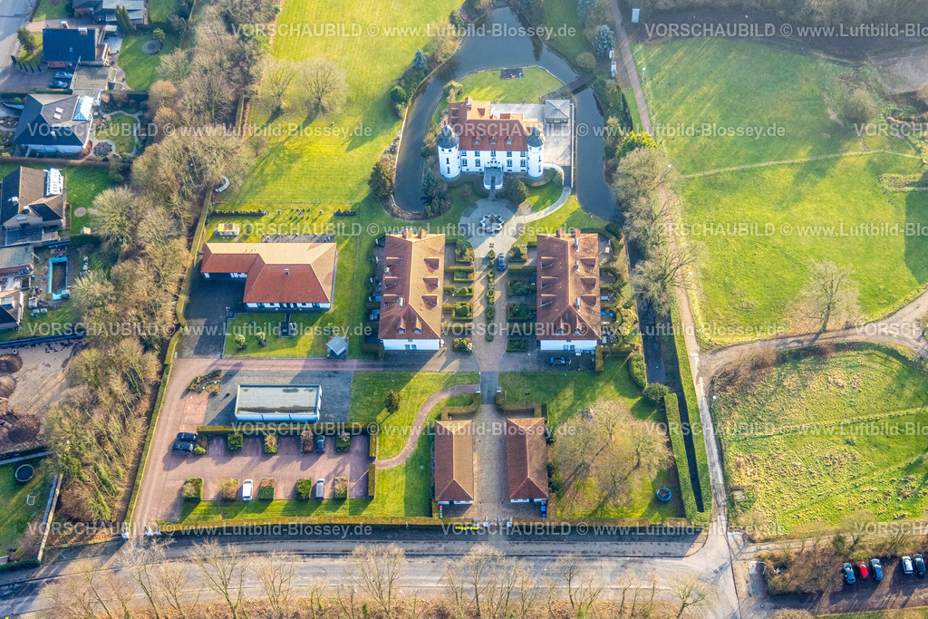 Kamp-Lintfort260101346 | Luftbild, Schloss Haus Dieprahm Wasserburg, Parkanlage, Gestfeld, Kamp-Lintfort, Ruhrgebiet, Nordrhein-Westfalen, Deutschland