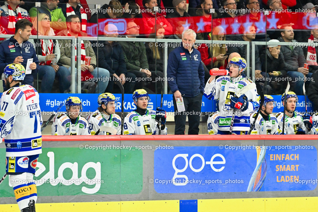 EC KAC vs. EC IDM Wärmepumpen VSV 5.11.2023 | Spielerbank EC VSV, Assistentcoach EC VSV Marcel Rodman, Headcoach EC VSV Rob Daum