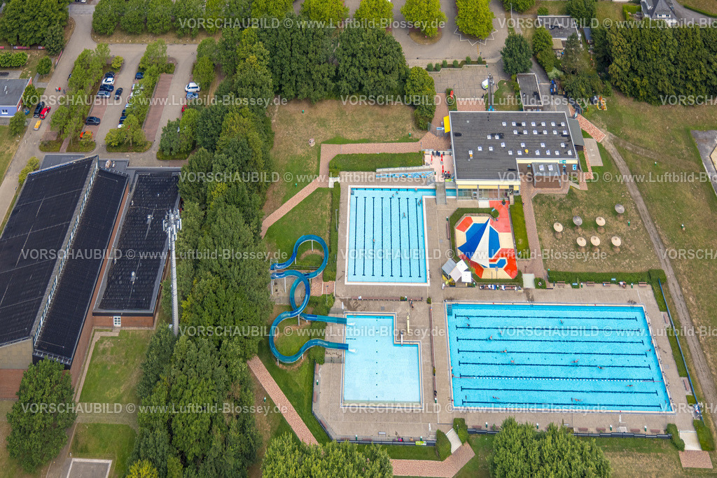 Hamm250701243Rhynern | Luftbild, Freibad Süd mit mit Schwimmbecken und Wasserrutsche, Funkmast am Südbad, Stadtbezirk Rhynern, Hamm, Ruhrgebiet, Nordrhein-Westfalen, Deutschland