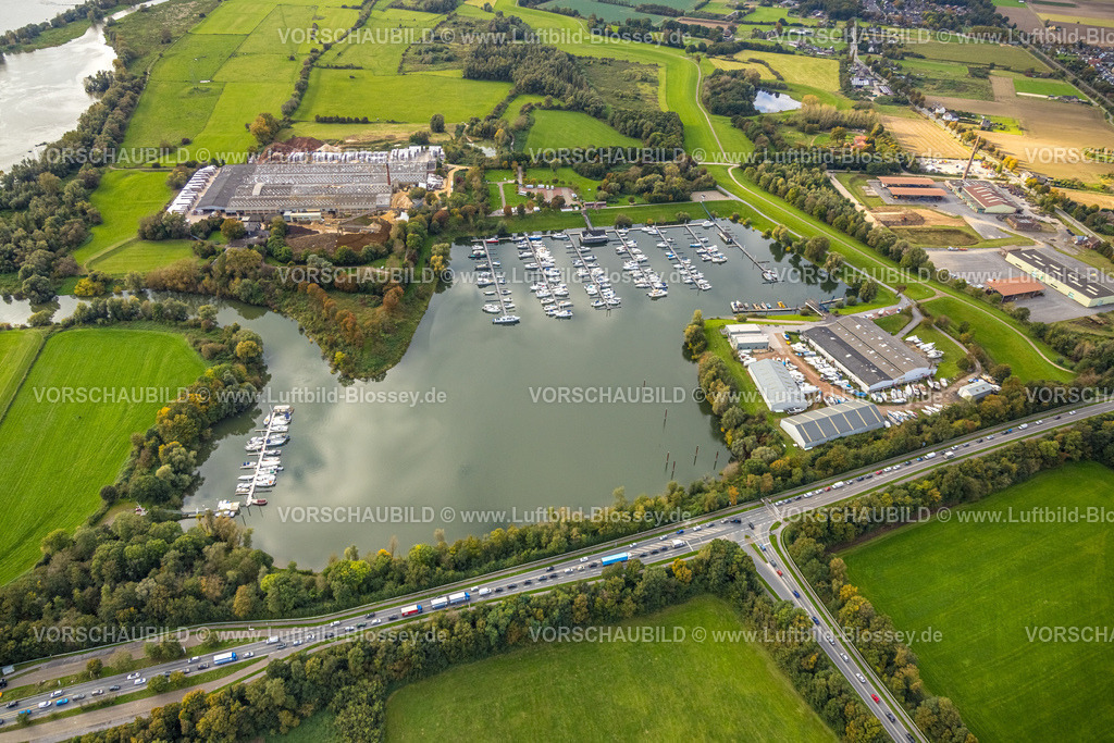 Emmerich241010560 | Luftbild, Hüthumer Meer und Yachthafen Emmerich, Klinkerwerke Muhr, Hüthum, Emmerich am Rhein, Niederrhein, Nordrhein-Westfalen, Deutschland