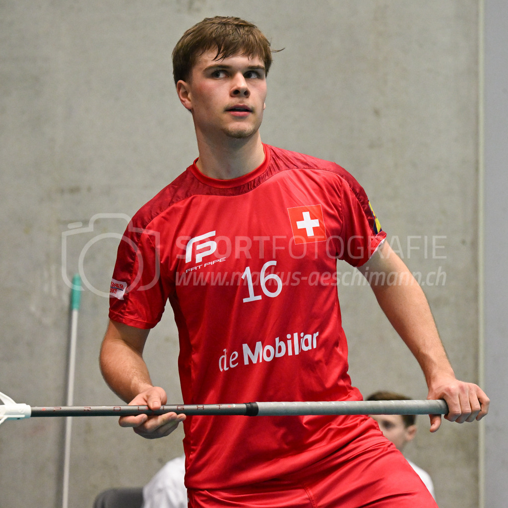 Switzerland B U19 vs Finland U19 - 2. February 2024 | Switzerland B U19 vs Finland U19
U19 Men International Matches in Switzerland
GoEasy Arena, Siggenthal Station
Switzerland forward #16 Lorin Aeschlimann.
Credit: Markus Aeschimann | <a href="https://www.markus-aeschimann.ch">Sportfotografie Markus Aeschimann</a> | <a href="https://www.instagram.com/sportfotografie.aeschimann">@sportfotografie.aeschimann</a> - Realisiert mit Pictrs.com