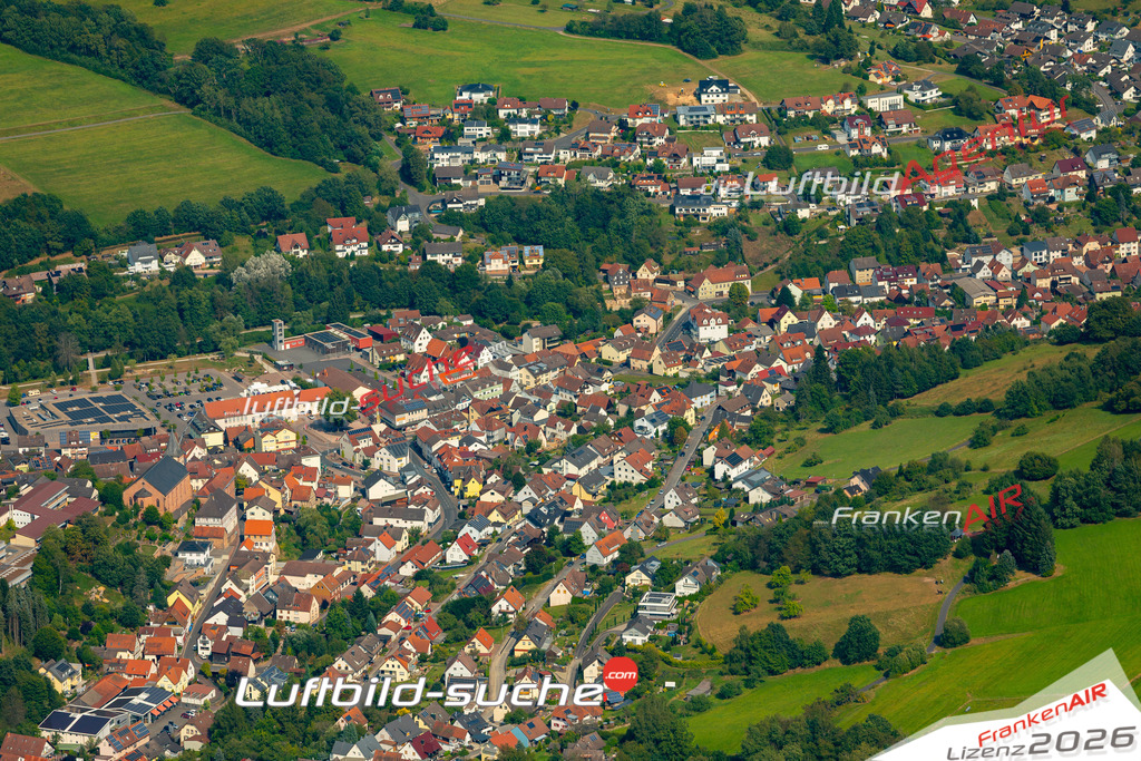 Das Luftbild zeigt :  Frammersbach - Die Luftaufnahme wurde 2024 vom UL-Flugzeug aus erstellt ( keine Drohne ) - Hochauflösende Luftaufnahme - Für grossformatige Ausdrucke geeignet. Die Geschenkidee !Mit Lizenz und Bildrechte bestellbar