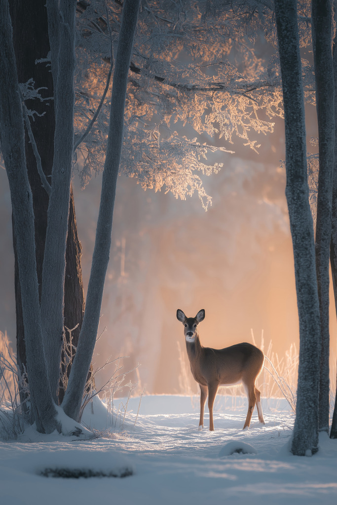 2509006 - Reh im Winterwald | Bestelle dieses winterliche Wald-Motiv als Wandbild oder Poster in vielen Größen und Ausführungen und mit kostenloser Lieferung innerhalb Deutschlands. 