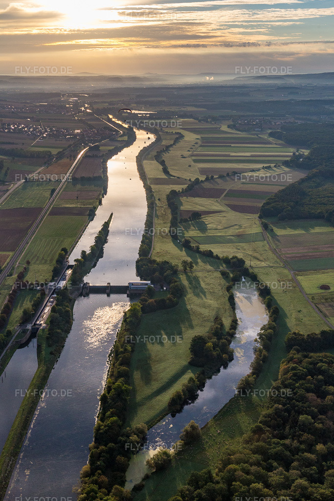 Luftbild: Ottendorf, Schleuse im Ortsteil Ottendorf in Gädheim im Bundesland Bayern in Deutschland. Foto: IMG_111122.jpg vom 09.09.2018 durch Werner Riehm/FLY-FOTO.de
