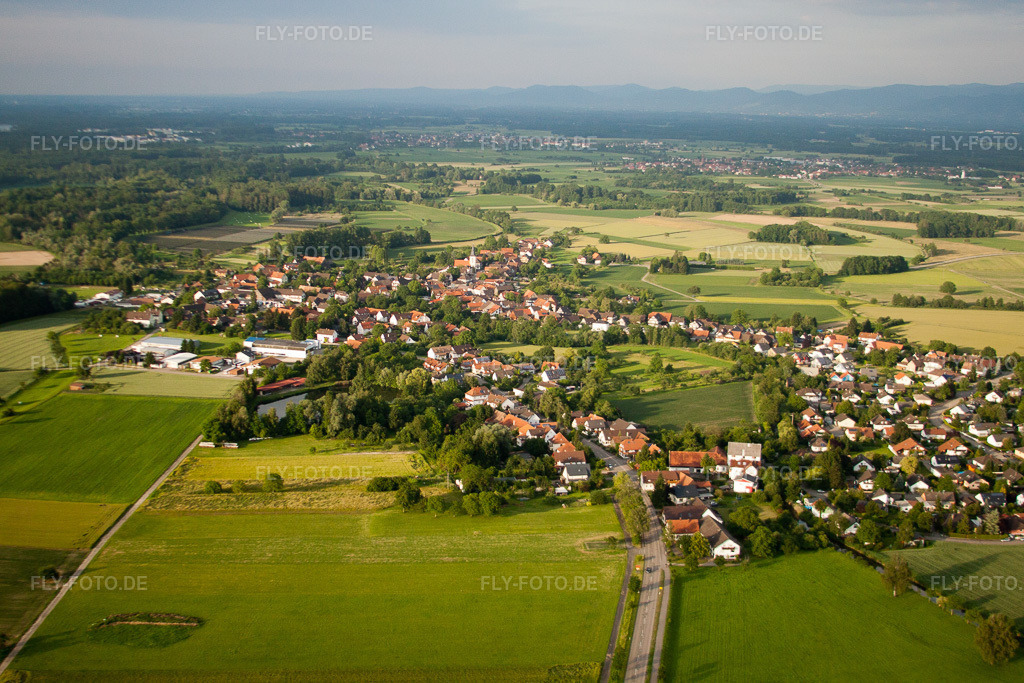 Luftbild: Dorf - Ansicht im Ortsteil Diersheim in Rheinau im Bundesland Baden-Württemberg in Deutschland. Foto: IMG_28884.jpg vom 14.06.2010 durch Werner Riehm/FLY-FOTO.de