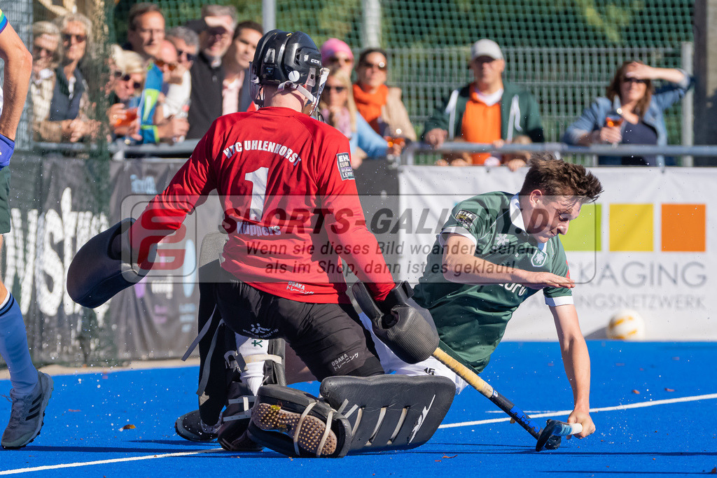 HK_20221009_100813 | 1. Bundesliga Herren Crefelder HTC - Uhlenhorst Mülheim am 9.10.2022 Crefelder HTC, Krefeld , Lennart Küppers Torwart ( Uhlenhorst Mülheim #1 ) , Jannik Enaux ( Uhlenhorst Mülheim #15 )
