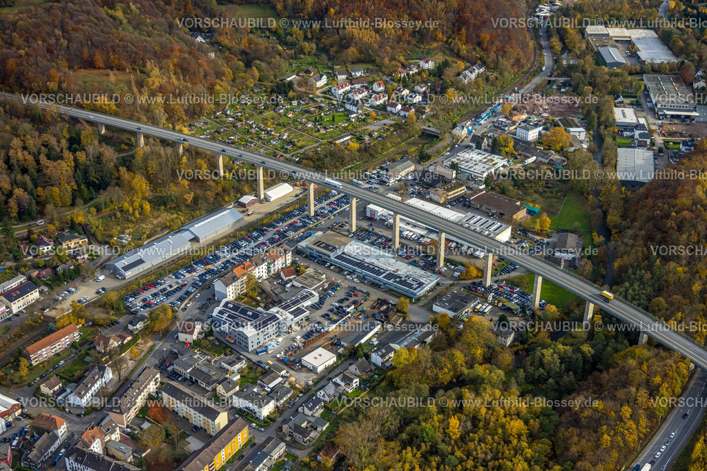 Hagen251102073 | Luftbild, Volmeabstieg Hochstraße mit Gewerbegebiet Delsterner Straße, Eilpe, Hagen, Ruhrgebiet, Nordrhein-Westfalen, Deutschland