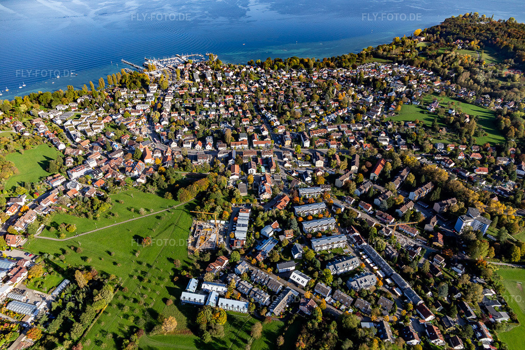 Luftbild: Uferbereiche am Seegebiet des Bodensee im Ortsteil Allmannsdorf in Konstanz im Bundesland Baden-Württemberg in Deutschland. Foto: IMG_119383.jpg vom 14.10.2019 durch Werner Riehm/FLY-FOTO.de