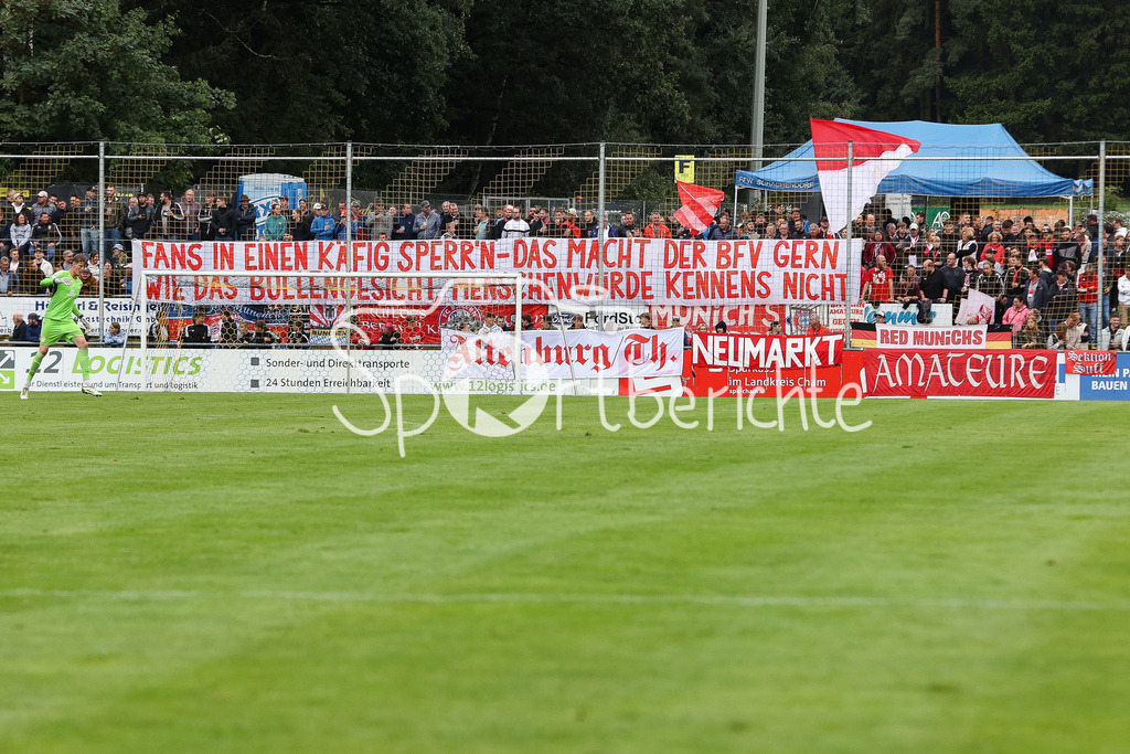 DJK Vilzing - FC Bayern Amateure | Fans der Amateure mit einem Spruchband / Ultras /