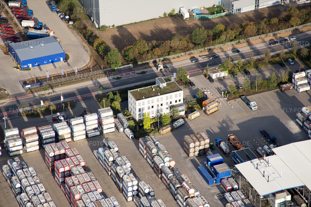 Luftbild: Worms, Industriegebiet Im Langgewan, Spedition Kube & Kubenz in Worms im Bundesland Rheinland-Pfalz in Deutschland. Foto: IMG_084362.jpg vom 02.09.2015 durch Werner Riehm/FLY-FOTO.de
