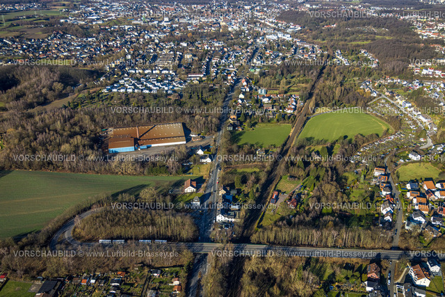 Castrop-Rauxel240106182 | Luftbild, Straßenverkehr Schleife Neuer Hellweg zur Bundesstraße B235 Wittener Straße, Verkehrssituation, Gebäude,  Freiwillige Feuerwehr Castrop-Rauxel Löschzug Merklinde und Böcker Metall GmbH Firmengelände, Bövinghausen, Castrop-Rauxel, Ruhrgebiet, Nordrhein-Westfalen, Deutschland
