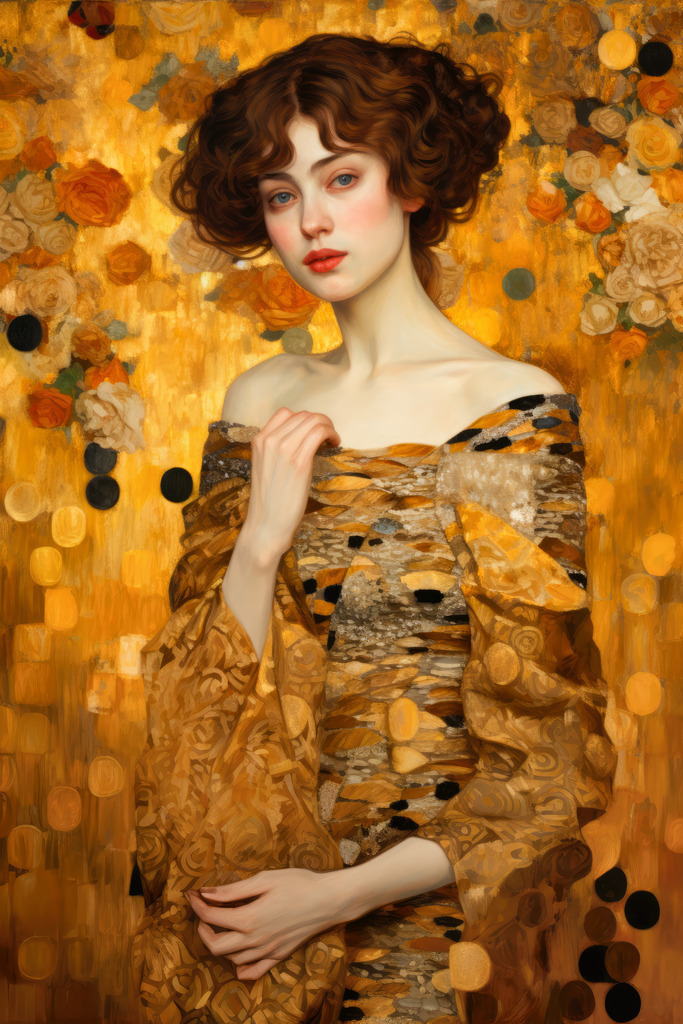 2307150 - Frau in gold | Digitales Bild einer Frau mit der Anmutung eine Ölgemäldes, das an Gustav Klimt erinnert.