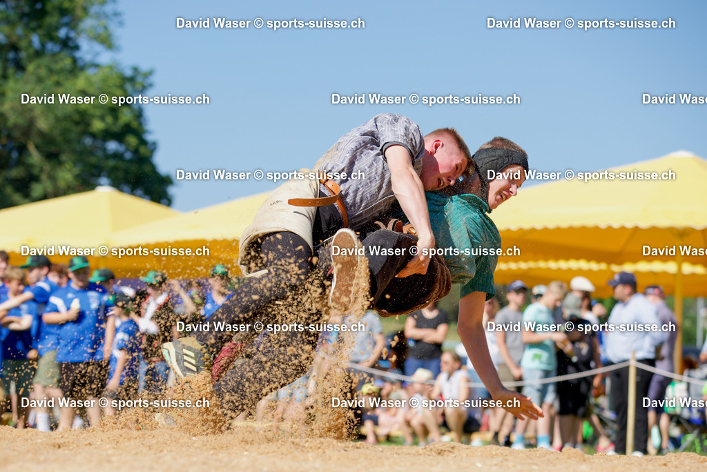 Finale Küng Livian 2008 - Zubler Timo 2008 Solothurner Kantonal Jungschwingertag Obergösgen_ 24.06.2023 Photos Waser David _sports-suisse.ch_ (5) | sports-suisse.ch