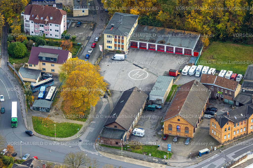 Hagen251101806 | Luftbild, Feuerwehr, Löschgruppe, Hohenlimburg, Hohenlimburg mit Hubschrauberlandeplatz, Hagen, Ruhrgebiet, Nordrhein-Westfalen, Deutschland