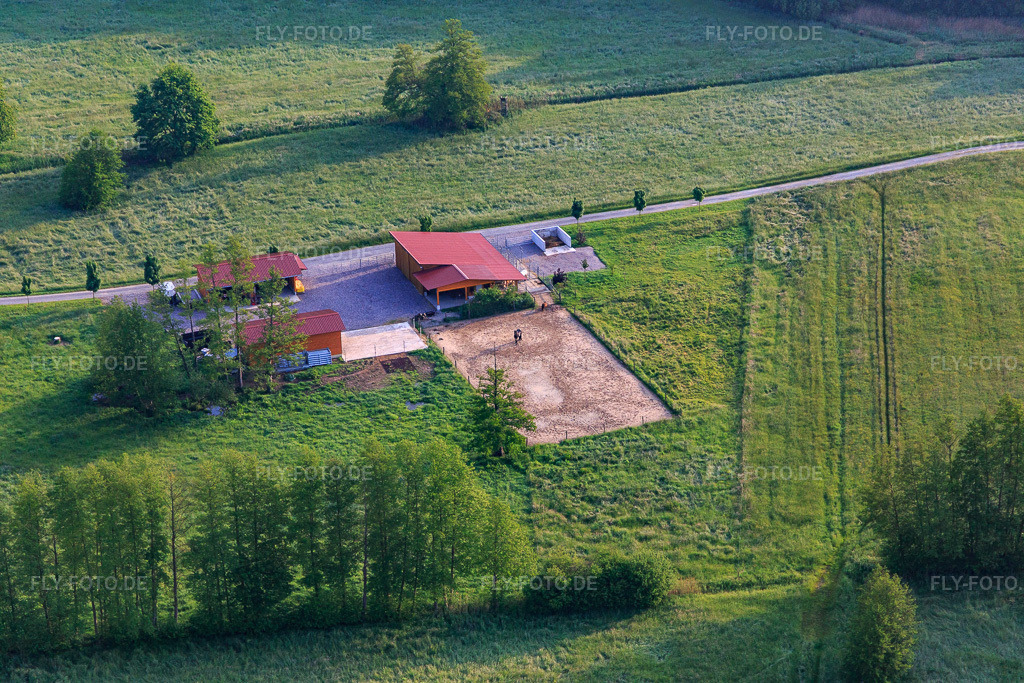 Luftbild: Pferdekoppel in Berg im Bundesland Rheinland-Pfalz in Deutschland. Foto: IMG_114002.jpg vom 23.05.2019 durch Werner Riehm/FLY-FOTO.de