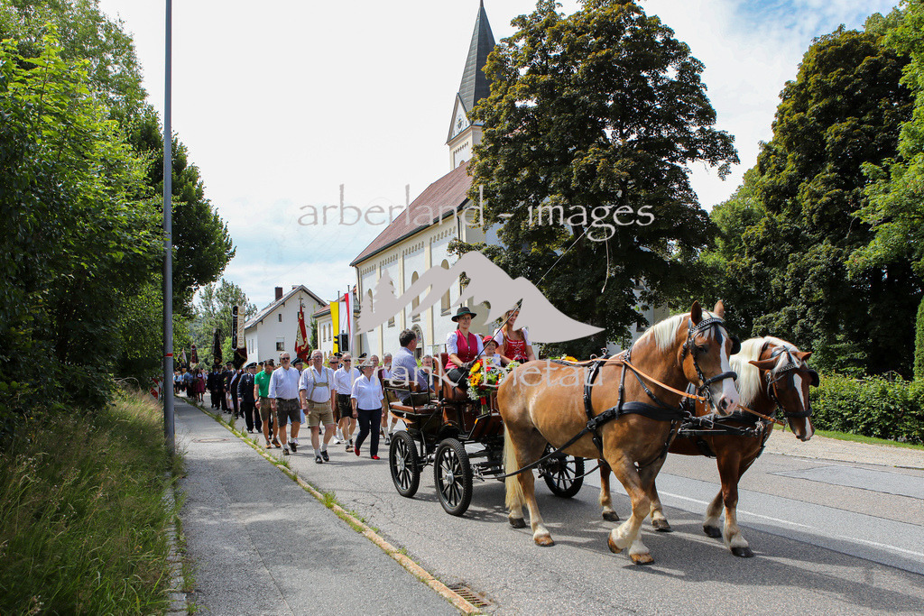 OE7A0427 | Festzug nach dem Feldgottesdienst um das Dorf Ludwigsthal, in der Kutsche, Schirherr Lorenz und Pfarrer Snethlage