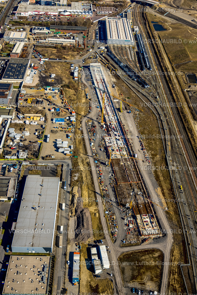 Dortmund250300182 | Luftbild, Baustelle an der Ravensberger Straße neben dem Rail Service Center Eving am Westfalenhütte Gewerbegebiet, Nordmarkt, Dortmund, Ruhrgebiet, Nordrhein-Westfalen, Deutschland