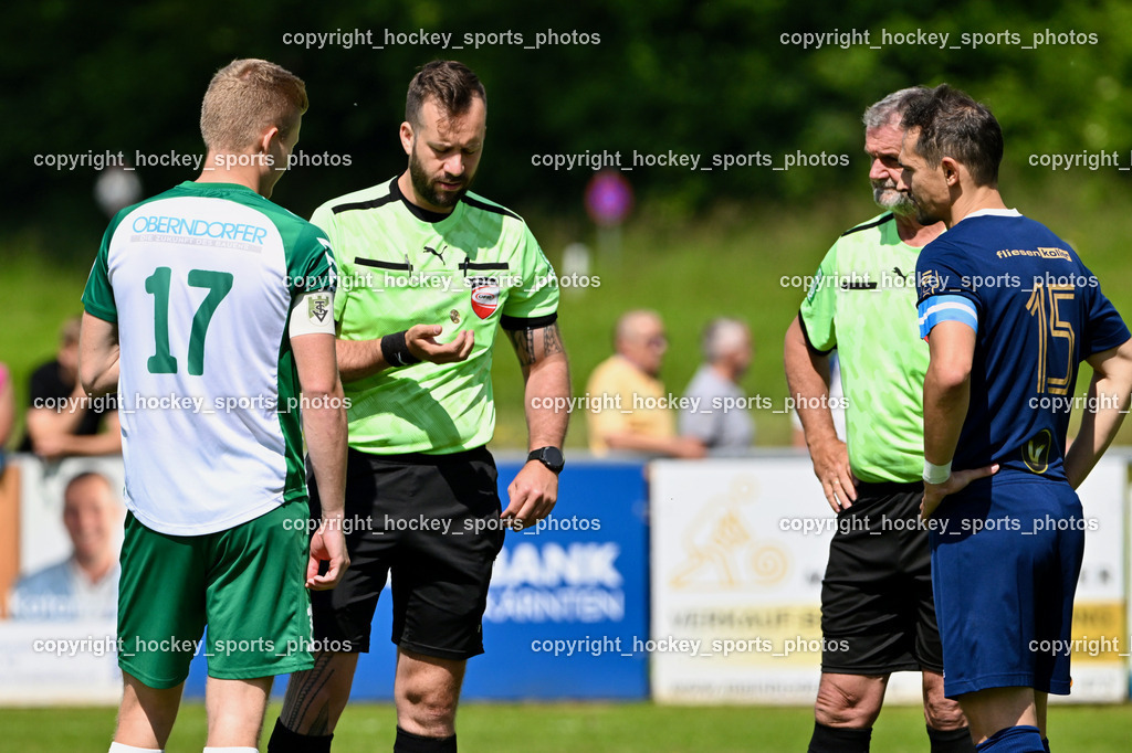 ATUS Velden vs. VST Völkermarkt | #17 Bojan Cubrilo ATUS Velden, v#Dominik Sodamin Referee, #15 Manuel Wallner ATUS Velden, 17 Daniel Ulrich Primusch VST Völkermarkt, Dominik Sodamin Referee, #15 Manuel Wallner ATUS Velden, ATUS Velden vs. VST Völkermarkt, ATUS Velden vs. VST Völkermarkt am 30.05.2024 in St. Egyden (Sportpark St. Egyden), Austria, (Photo by Bernd Stefan)