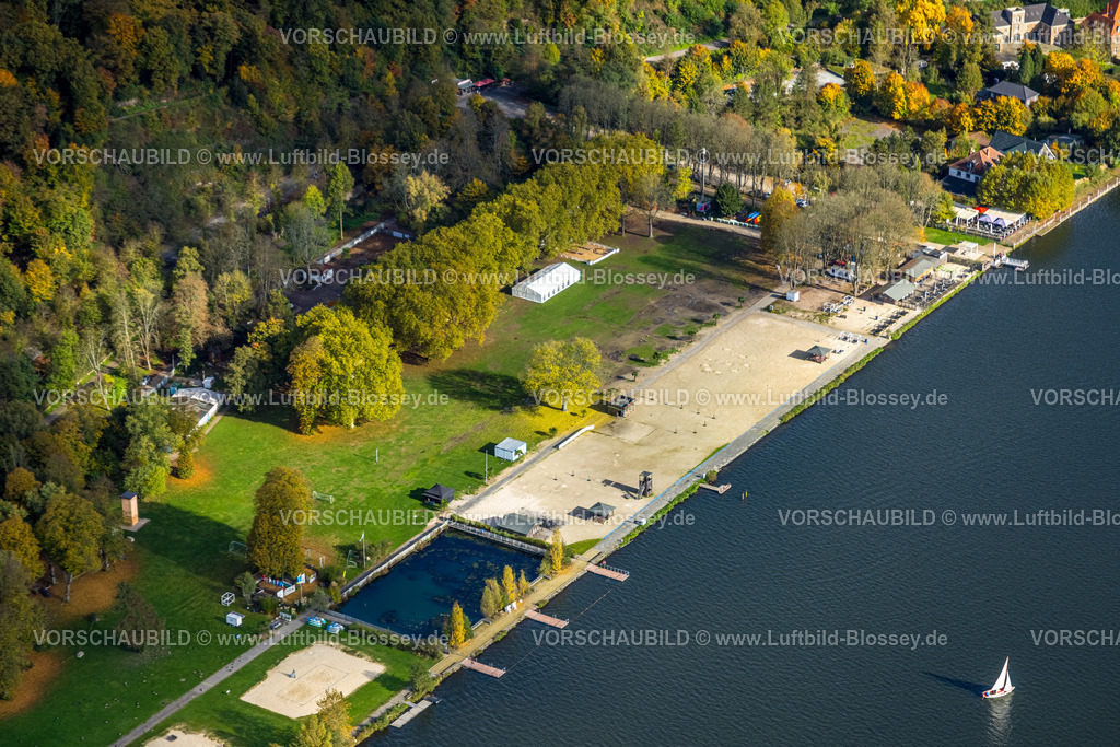 Essen251002620Sued | Luftbild, Seaside Beach Baldeney Strand, Fischlaken, Essen, Ruhrgebiet, Nordrhein-Westfalen, Deutschland