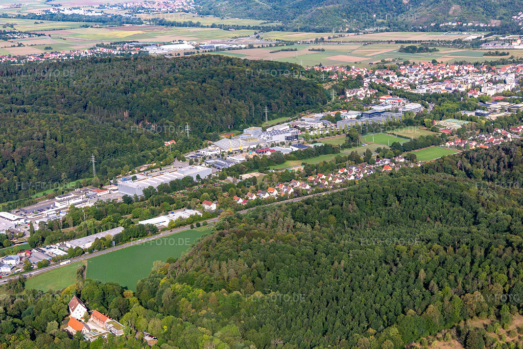 Luftbild: Industriegebiet Steinlachwasen im Ortsteil Derendingen in Tübingen im Bundesland Baden-Württemberg in Deutschland. Foto: IMG_008662.jpg vom 27.08.2020 durch Werner Riehm/FLY-FOTO.de