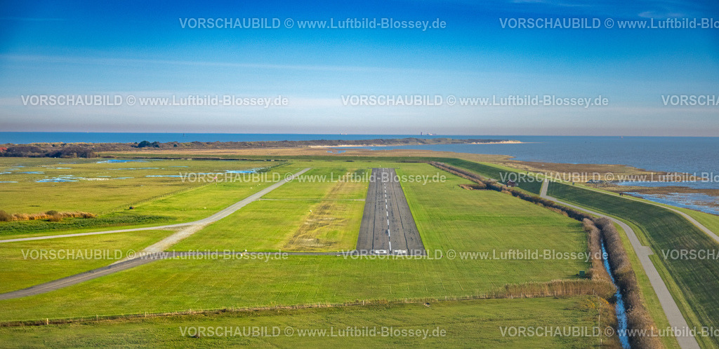 Friesland251106307Wangerooge | Luftbild, Flugplatz Wangerooge (EDWG/AGE) der Ostfriesischen Insel, Startbahn und Landebahn, Wangerooge, Norddeutschland, Ostfriesland, Niedersachsen, Deutschland