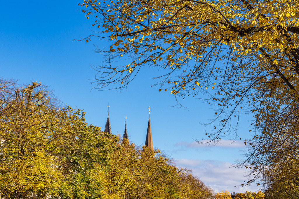 Blick auf Turmspitzen vom Ständehaus und Steintor in der Hansestadt Rostock im Herbst | Blick auf Turmspitzen vom Ständehaus und Steintor in der Hansestadt Rostock im Herbst.