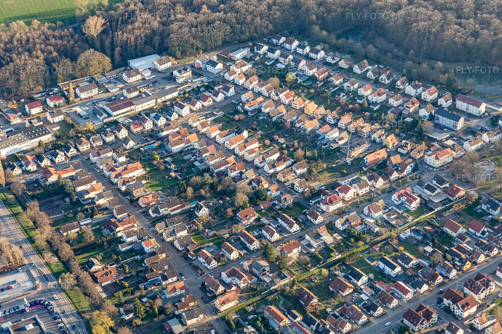 Luftbild: Siedlung Gartenstadt in Kandel im Bundesland Rheinland-Pfalz in Deutschland. Foto: IMG_112920.jpg vom 20.03.2019 durch Werner Riehm/FLY-FOTO.de