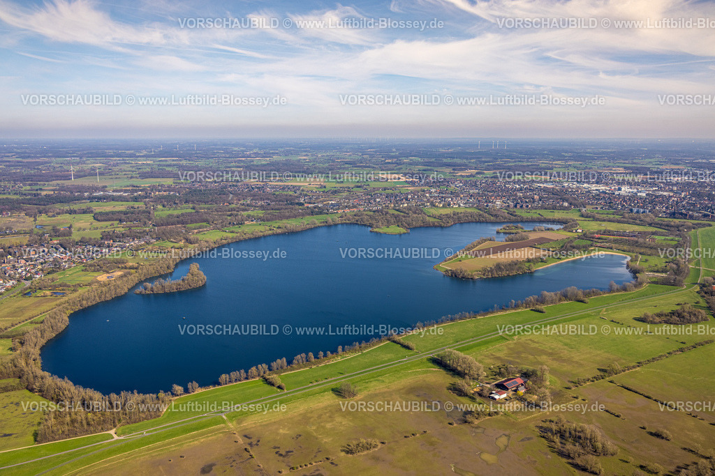 Wesel240311050 | Luftbild, Auesee, Weseler Aue und Leygraben bei Flüren, Strandbad Auesee Wesel Beach, Feldmark, Wesel, Nordrhein-Westfalen, Deutschland