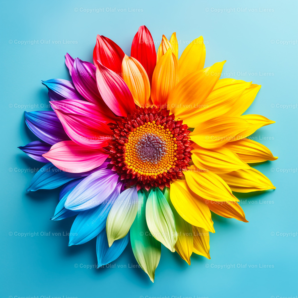 Regenbogenfarben  | bunte Blüten als Wandbild