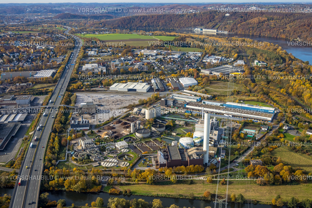 Hagen251100266 | Luftbild, Funke Verlag Zeitungsdruckereien, BVA Hagen-Kabel GmbH Heizkraftwerk, Autobahn A1, Boele, Hagen, Ruhrgebiet, Nordrhein-Westfalen, Deutschland