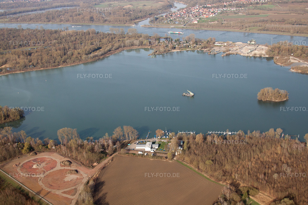 Luftbild: See- Insel auf dem Goldkanal in Steinmauern im Bundesland Baden-Württemberg in Deutschland. Foto: IMG_25572.jpg vom 02.04.2010 durch Werner Riehm/FLY-FOTO.de