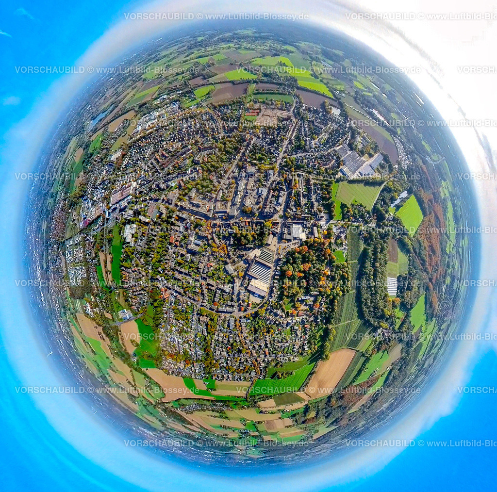 neukirchen-Vluyn20221006_8 | Luftbild, City Stadtansicht, Fisheye Aufnahme, Fischaugen Aufnahme, 360 Grad Aufnahme, Neukirchen, Neukirchen-Vluyn, Fisheyeaufnahme, Ruhrgebiet, Nordrhein-Westfalen, Deutschland