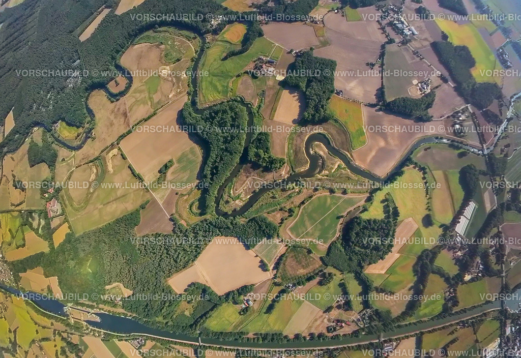 Olfen20220823_Lippeverlauf03Vogelsang | Luftbild, Fluss Lippe Mäander, Fluss- und Auenentwicklung der Lippe Vogelsang, Fisheye Aufnahme, Fischaugen Aufnahme, Stadtgrenze Olfen-Datteln, Olfen-Kirchspiel, Olfen, Ruhrgebiet, Nordrhein-Westfalen, Deutschland