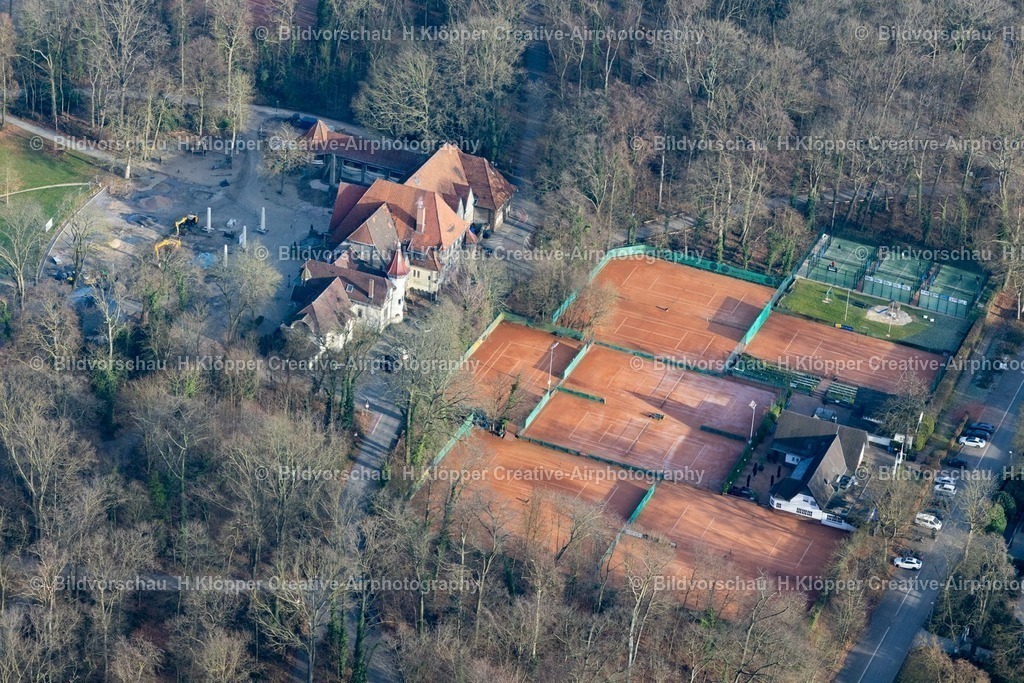 Luftbild Krefeld-8163 | Luftbildfotografie Gebäude der Freiluft- Gaststätte Stadtwaldhaus Krefeld an der Hüttenallee in Krefeld im Bundesland Nordrhein-Westfalen, Deutschland - Realisiert mit Pictrs.com