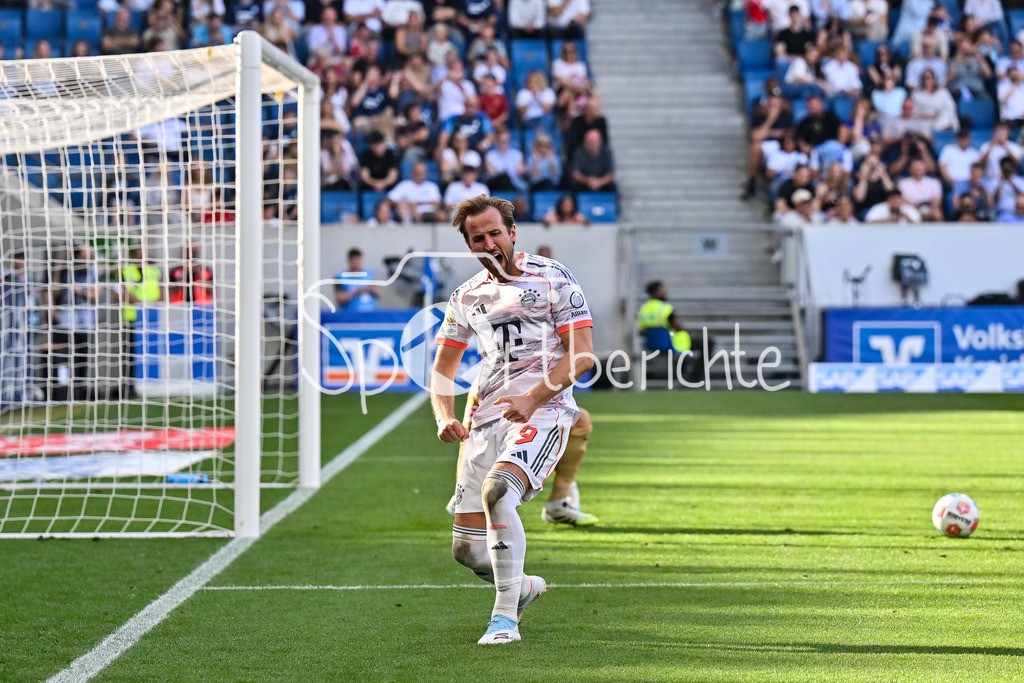 TSG 1899 Hoffenheim - FC Bayern München | Jubel der Bayern nach dem Treffer zum 0-3 durch Harry KANE (FC Bayern Muenchen 9) / Elfmeter / Tor / Torschuetze / Freude / Happy / Bundesliga: TSG 1899 Hoffenheim - FC Bayern München; PreZero-Arena am 20.09.2025 / DFL REGULATIONS PROHIBIT ANY USE OF PHOTOGRAPHS AS IMAGE SEQUENCES AND/OR QUASI-VIDEO