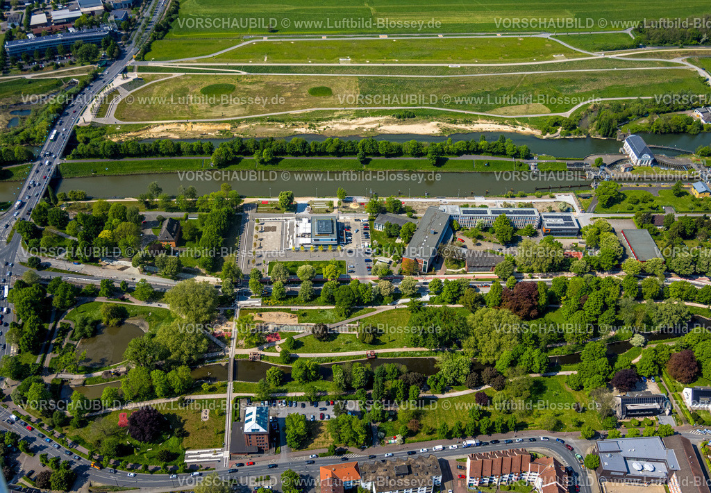 Hamm240506226 | Luftbild, R-Cafe Hamm, Gymnasium Hammonense, Datteln-Hamm-Kanal, Kanalkante, Ruderzentrum, Hamm, Ruhrgebiet, Nordrhein-Westfalen, Deutschland