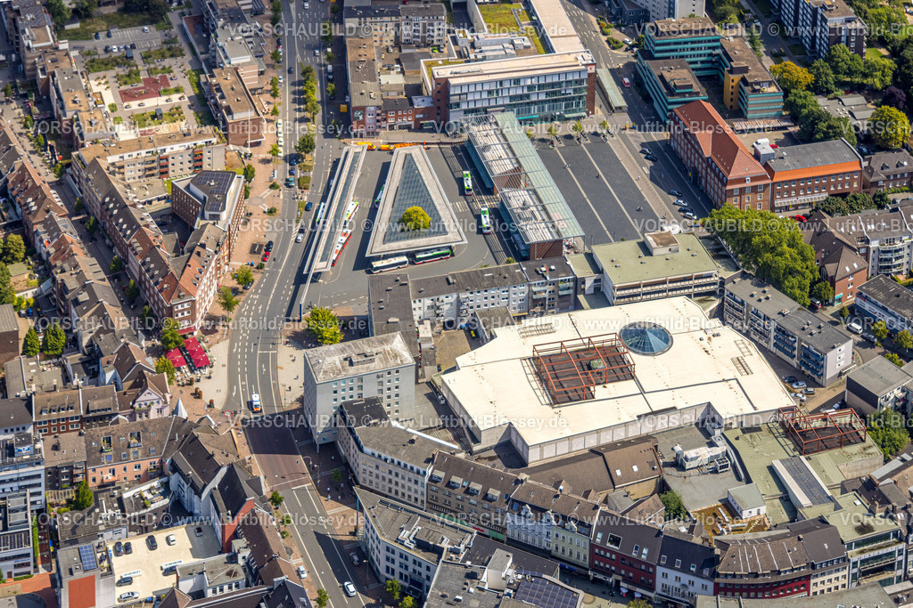 Bottrop250802946 | Luftbild, Innenstadtansicht und Einkaufszentrum Hansa Center, ZOB Bushaltestelle, Altstadt, Bottrop, Ruhrgebiet, Nordrhein-Westfalen, Deutschland