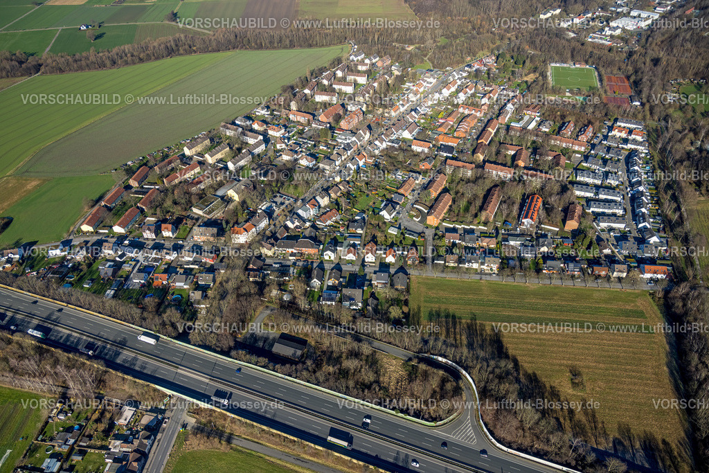 Luenen230203642 | Luftbild, Ortsansicht Gahmen, Sportplatz Gahmen, Altenderne, Lünen, Ruhrgebiet, Nordrhein-Westfalen, Deutschland