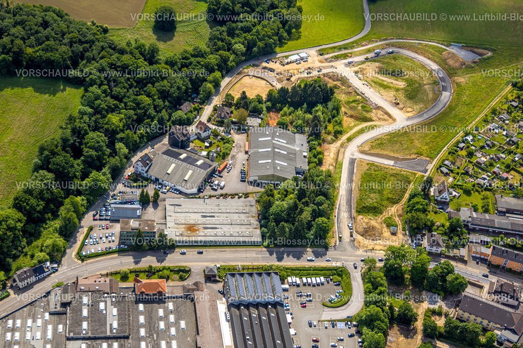 Velbert250600696Langenberg | Luftbild, Baustelle und Erschließung neues Wohngebiet Fellershof an der Fellerstraße, Langenberg, Velbert, Ruhrgebiet, Nordrhein-Westfalen, Deutschland