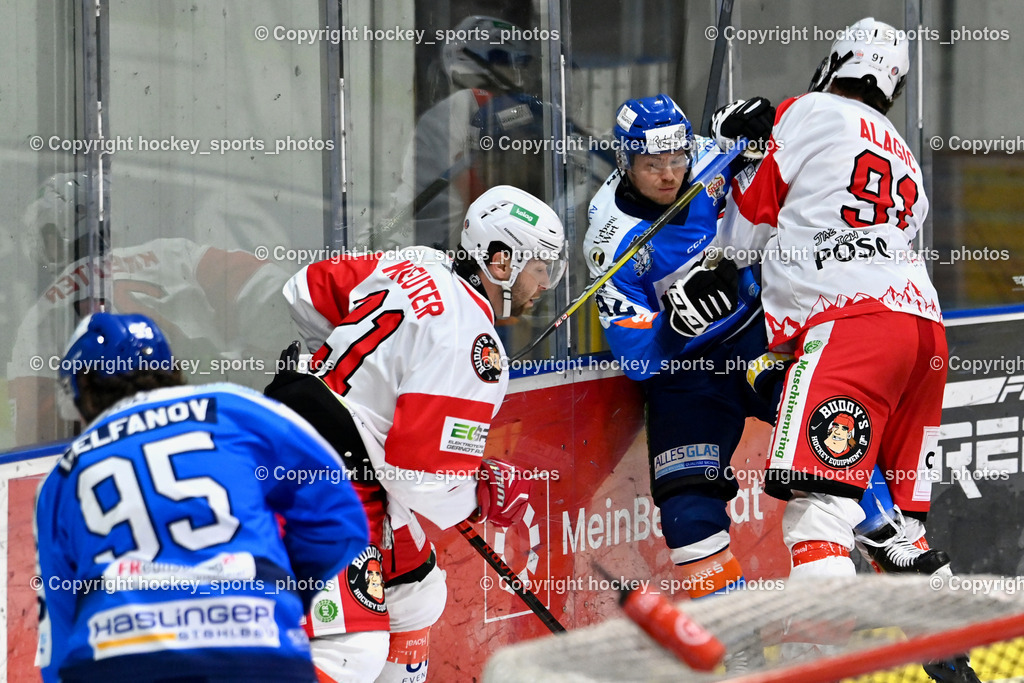 ESC Steindorf vs. ESV Ferlach  | #95 Gelfanov Ruslan ESC Steindorf, #21 Kreuter David ESV Ferlach, #92 Ratz Patrick ESC Steindorf, #91 Alagic Adis ESV Ferlach, ESC Steindorf vs. ESV Ferlach , ESC Steindorf vs. ESV Ferlach  am 15.02.2026 in Steindorf (Ossiachersee Halle), Austria, (Photo by Bernd Stefan)