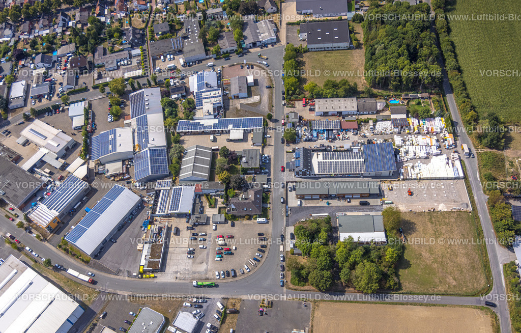Hamm220809672Heessen | Luftbild, Gewerbegebiet Auf dem Knuf, Solaranlagen auf Industriedächern, Heessen, Hamm, Ruhrgebiet, Nordrhein-Westfalen, Deutschland