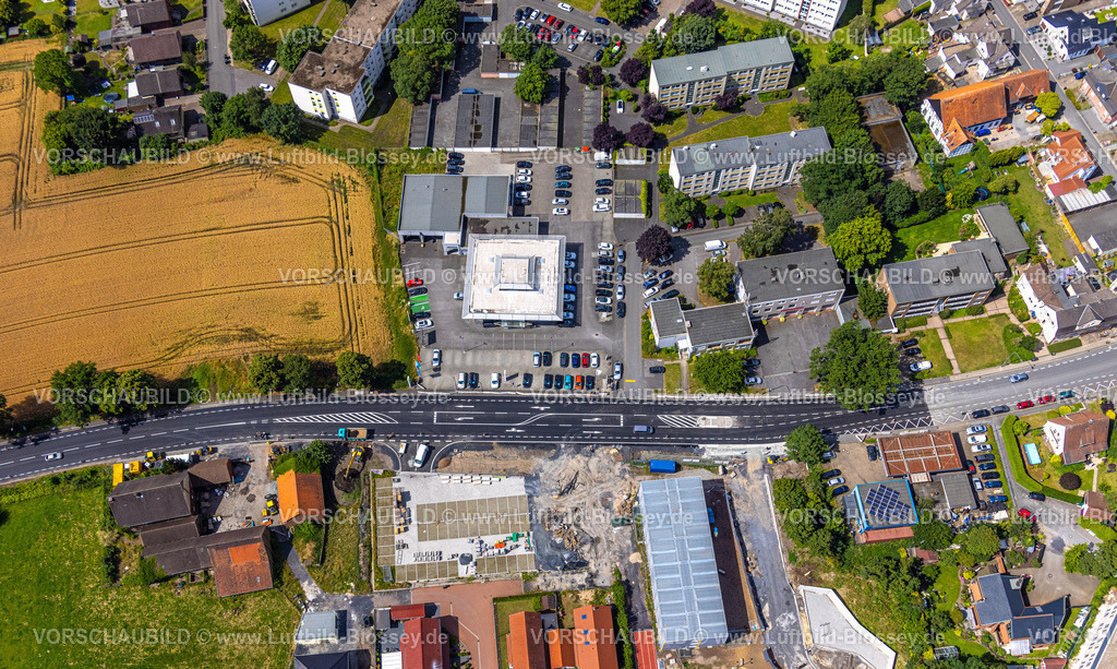Hamm240706267 | Luftbild, Baustelle mit Neubau und Sanierung Arnold-Freymuth-Gesamtschule / Falkschule, Fangstraße mit neuem Straßenbelag, Stadtbezirk Herringen, Hamm, Ruhrgebiet, Nordrhein-Westfalen, Deutschland