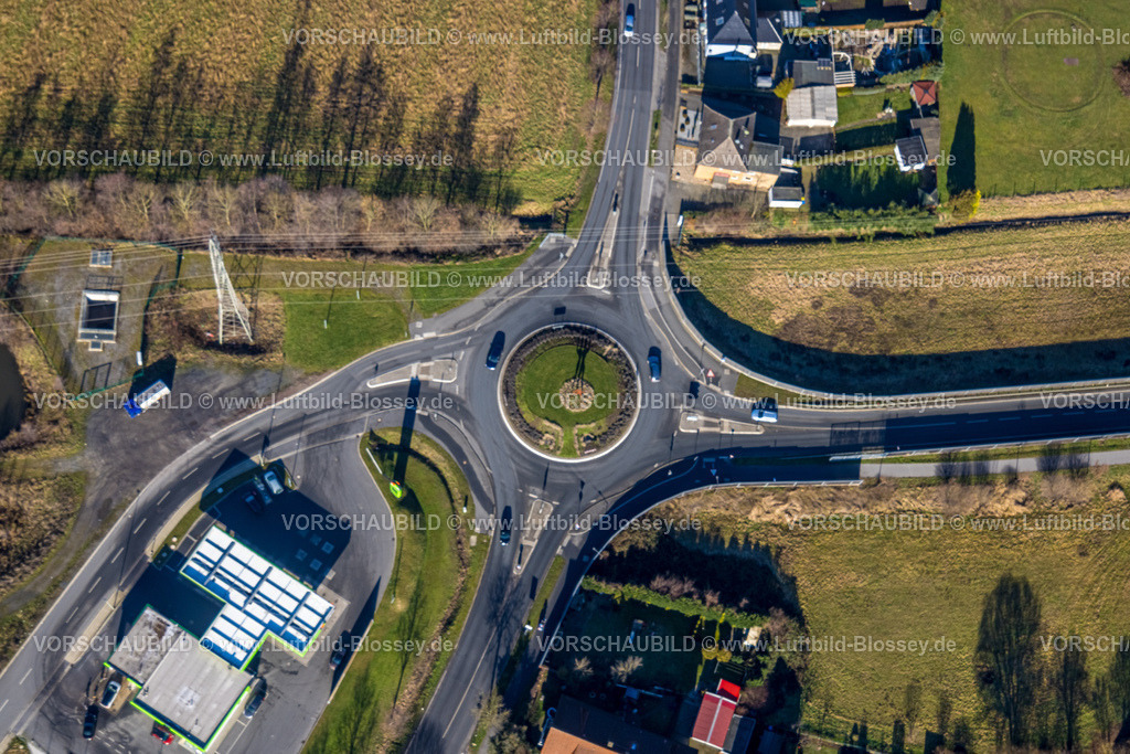 Selm230205439 | Luftbild, Kreisverkehr Kreisstraße und Bundesstraße B236, Beifang, Selm, Münsterland, Nordrhein-Westfalen, Deutschland