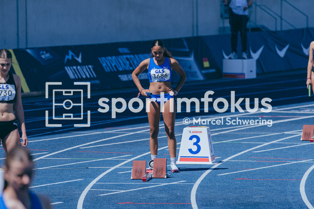 Deutsche Meisterschaften U20 / U16 2026 | Samary Davies, TV Wattenscheid 01, 1686, 4x100-Meter-Staffel, Deutsche Meisterschaften der U20 &amp; U16 2026, Lohrheidestadion Bochum-Wattenscheid, 10.07.2026. Foto: Marcel Schwering / sportimfokus - Realisiert mit Pictrs.com