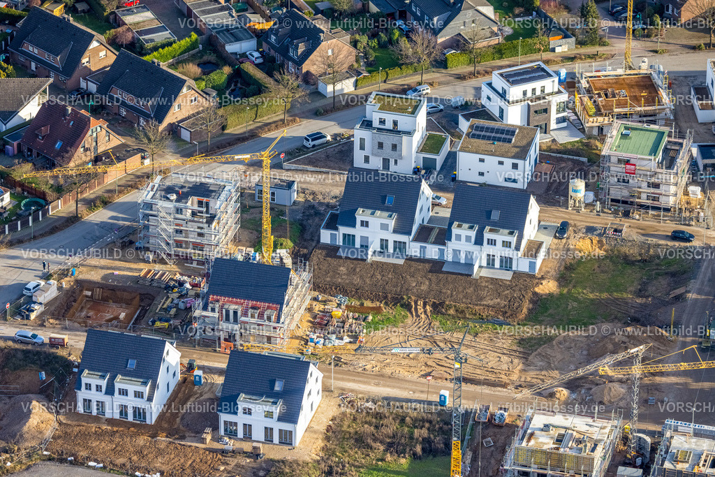 Duisburg230100111Angerbogen | Luftbild, Baugebiet Am Angerbogen, Neubaugebiet, Einfamilienhaus, Reihenhäuser, Neubauten,  Huckingen, Duisburg, Ruhrgebiet, Nordrhein-Westfalen, Deutschland