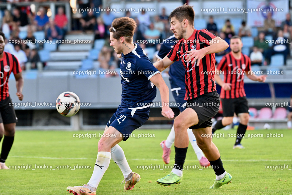 SC St. Veit vs. FC Nussdorf Debant | #91 Raphael Lukas Kulterer SC St. Veit, #5 Ivan Makovec FC Nussdorf Debant, SC St. Veit vs. FC Nussdorf Debant, SC St. Veit vs. FC Nussdorf Debant am 22.08.2025 in St. Veit an der Glan (Jacques Lemans Arena), Austria, (Photo by Bernd Stefan)
