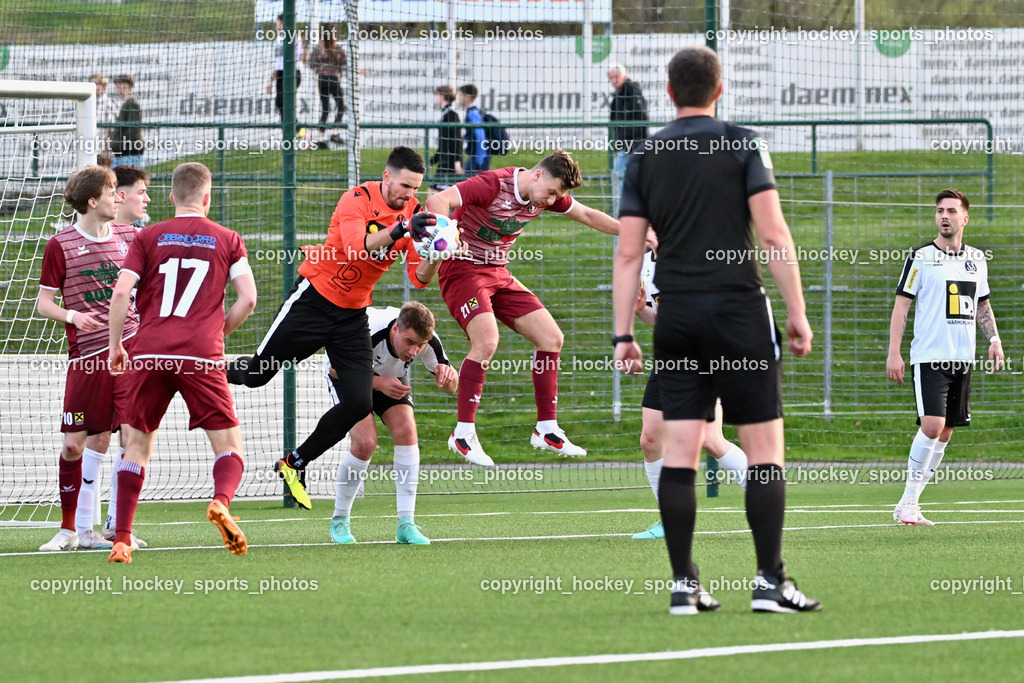 SV Spittal vs. VST Völkermarkt 5.4.2024 | #17 Daniel Ulrich Primusch VST Völkermarkt, #10 Mario Michael Kuester VST Völkermarkt, #1 Marko Soldo SV Spittal, #21 Oliver Kuester VST Völkermarkt, SV Spittal vs. VST Völkermarkt 5.4.2024, SV Spittal vs. VST Völkermarkt am 05.04.2024 in Spittal an der Drau (Goldeck Stadion), Austria, (Photo by Bernd Stefan)