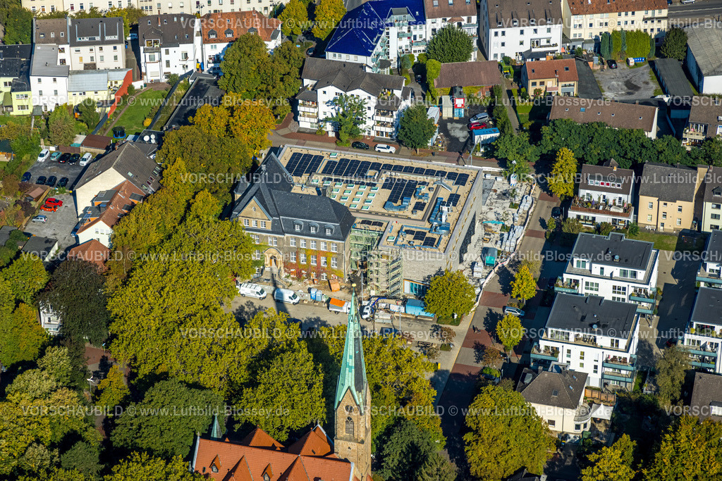 Holzwickede220900660 | Luftbild, Rathaus, Baustelle und Neubau, Holzwickede, Ruhrgebiet, Nordrhein-Westfalen, Deutschland