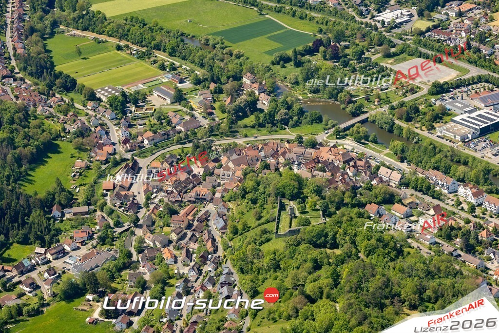 Luftaufnahme Neu Wülfingen Forchtenberg - Die Luftaufnahme wurde 2025 vom UL-Flugzeug heraus erstellt ( keine Drohne ) - Hochauflösende Luftaufnahme - für professionelle Ausdrucke geeignet. Die Geschenkidee !Mit Lizenz und Bildrechte bestellbar